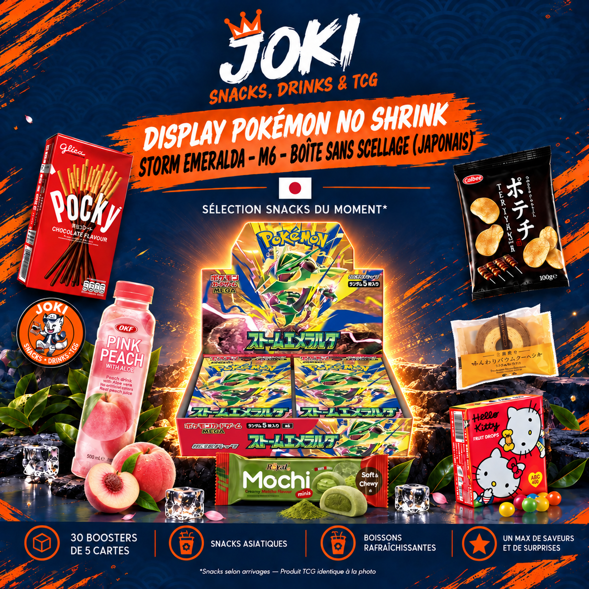 JOKI Box - 1X Display Pokémon NO SHRINK – Storm Emeralda – M6 + 6 Snacks